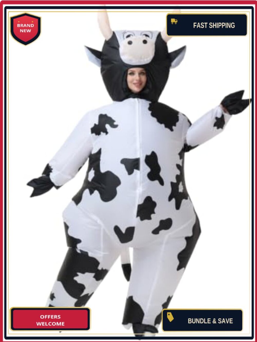 Inflatable Cow Costume Adult Blowup Suit Halloween Cosplay